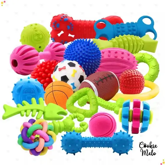 Kit 3/5/7 Mordedor Pet Com Apito Para Cachorro Resistente Saudável Anti Estresse De Borracha Atóxica
