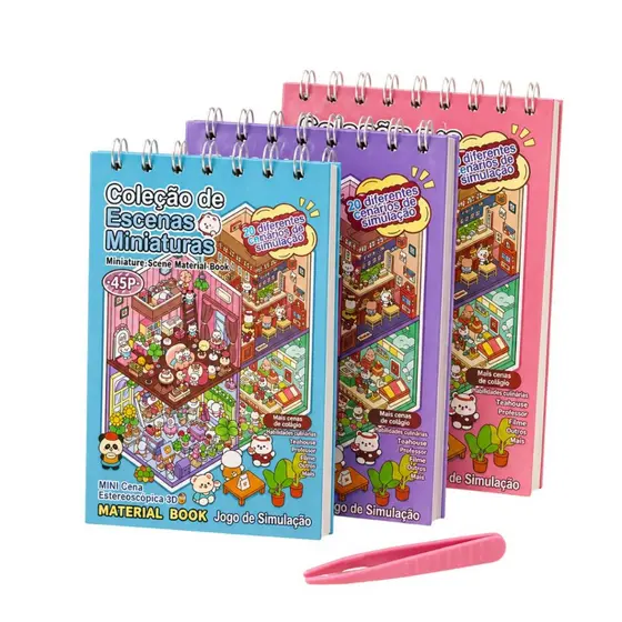 Caderno Adesivo 6/20 Cenarios 1000 Adesvios 3D Criativo Scrapbook Diy Com Pinça