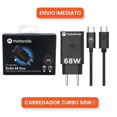 Carregador Motorola Original Turbo Power 68W Tipo C Carga Rápida + Cabo USB-C 1 Metro