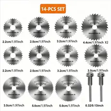 Kit14 Peças Mini Disco Serra Circular Micro Retifica Profissional,Lâminas De Corte,Micro Moedor,Profissional De Aço