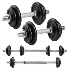 SONGMICS Halteres Ajustáveis de Ferro Fundido, Placas de Peso 2 x 10 kg, Treinamento de Força, Academia em Casa, Preto