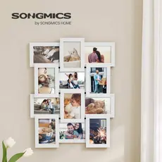 SONGMICS Kit 12 Molduras Quadros Porta-Retratos Múltiplos Para Parede, 10x15 cm Com vidro e fundo
