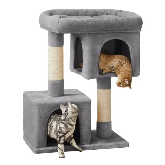 SONGMICS Arranhador para Gatos Grandes, Torre com 2 Tocas, Poleiro Largo, Postes para Arranhar, para Sala, 84/101cm