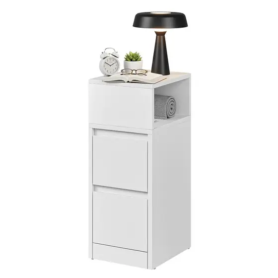 SONGMICS Mesa de Cabeceira Estreita com Gavetas, Mesa Lateral Compacta com Compartimento Aberto, para Sala ou Quarto