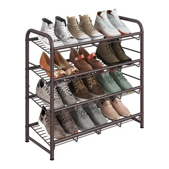 SONGMICS Sapateira 4 Andares Estante para Sapatos de Metal, Organizador Suporte para Até 16 Pares, para Entrada, Closet