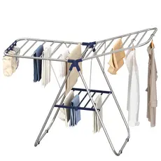 SONGMICS INOX Varal de chão dobrável, suporte para secar roupas, uso interno, 55 x 148 x 100 cm,FULL