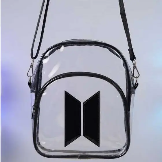 Bolsa Mochila Transparente BTS Transversal 2 em 1 Ideal para Shows e Eventos - Alta Qualidade