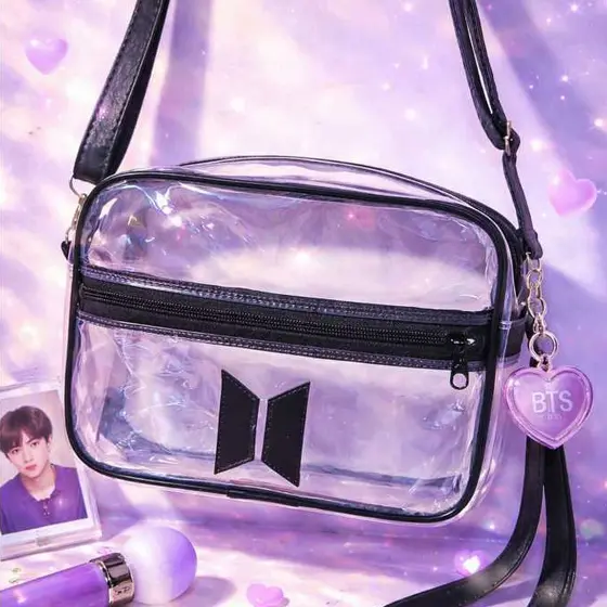 Bolsa Transparente BTS Transversal Feminina Kpop Estilo Army Show Festa Moda Tendência 2026