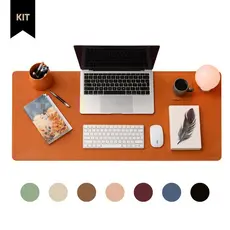 Kit Mousepad Deskpad Grande 90x40cm Premium em Couro Ecológico + Porta Copo e Porta Lápis | Deskpad Antiderrapante