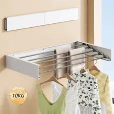 Varal de Parede Mágico Retrátil Branco 60/70/80/90/100/120 cm  Embutir Dobrável Grande Ajustável