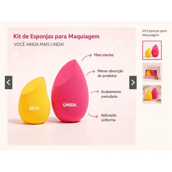 Kit Esponjas Maquiagem Sabrina Sato Beauty Blender Profissional Macia Base Corretivo Acabamento Perfeito Original