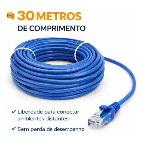 Cabo De Rede Cat5e 30 Metros Internet Rj45 Alta Velocidade
