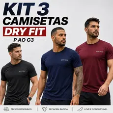 Kit 3 Peças Camisetas Dry Fit Masculina Furadinha Premium Academia Corrida Treino Esporte Plus Size P ao G3