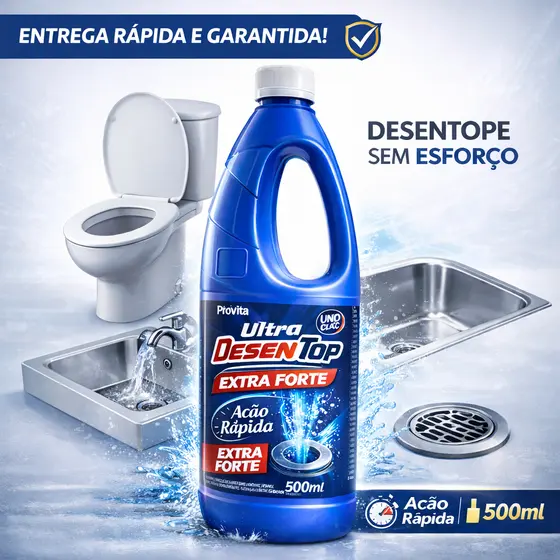 Desentupidor Caixa de Gordura Pia Ralo Vaso Sanitário 500ml Limpeza Pesada Tira Odor Ultra Desentupimento