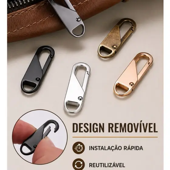 Kit Puxador de Zíper Universal Reforçado Reposição para Mochila, Bolsa, Jaqueta e Roupas Kit com 2, 4, 6 e 10 Unidades