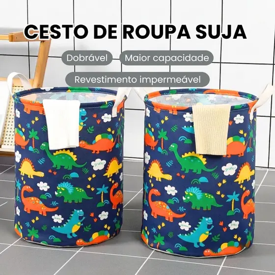 Cesto Organizador De Roupa Suja E Brinquedos 40L Grande Dobrável Impermeável Para Lavanderia
