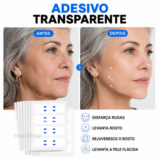 Fita Lifting Facial Invisível Para Pele Flácida Rugas Adesivo Antirrugas Efeito Pele Esticada Rejuvenescedor