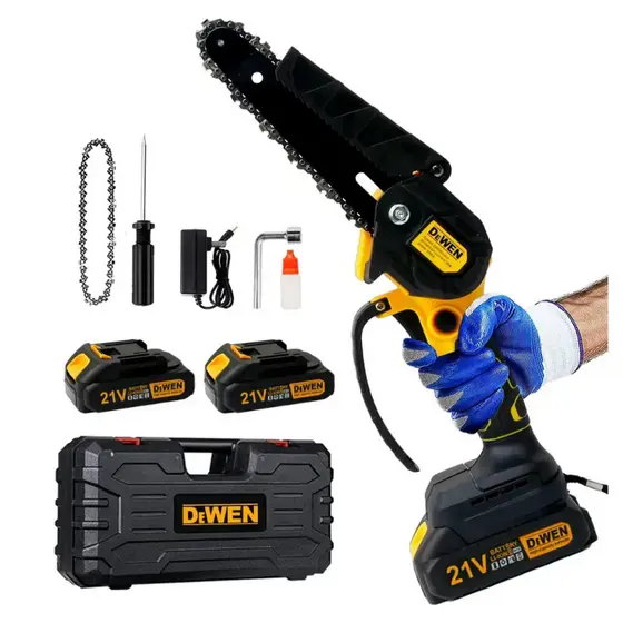 Motosserra Elétrica Portátil 6 Polegadas 580W 2 Baterias 21v Com corrente