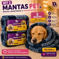 Kit 2 Manta Cobertor Pet Quentinha Cachorro Gato Cobertor  70x100cm