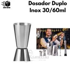 Dosador Duplo Inox 30/60ml Lehaví para Drinks e Bebidas Ideal para Barman e Uso em Casa Bar Cozinha Profissional Premium