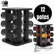 Porta Condimento Tempero -Organiza 12 Potes de Vidro  para Temperar e ideal para Cozinha e Área Gourmet de Donas de Casa
