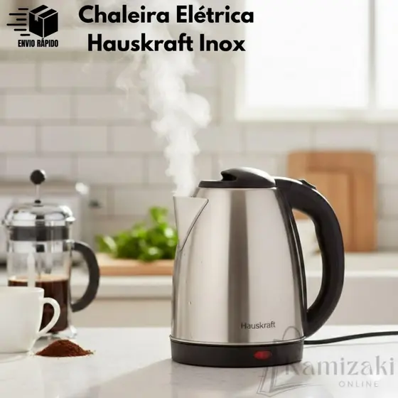 Chaleira Elétrica Inox 1,8L 110v 220v Para Esquentar Água Para Café e Chá Para Família Uso em Casa Cozinha e Escritório