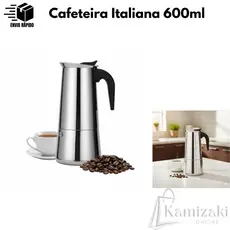 Cafeteira Italiana Inox 450ml 9 Xícaras e 600ml 12 Xícaras Café para Fogão – Inoxidável e Resistente