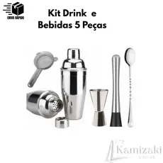 Kit 5 Peças Coqueteleira  Inox com Mixer e Acessórios para Coquetéis para Hobbistas para Uso Doméstico e Comercial Prat
