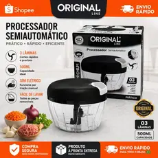 Processador de Alimentos Manual 500ml com Lâminas Afiadas e Corda Prática