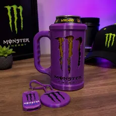 Porta Lata Monster 473ml Personalizado | Caneca Energético 3D + Abridor + Tampa | Colecionável