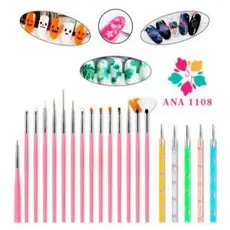DAGUAN Kit 15 Pincéis + 10 Boleadores Em 5 Pincéis Manicure Desenho