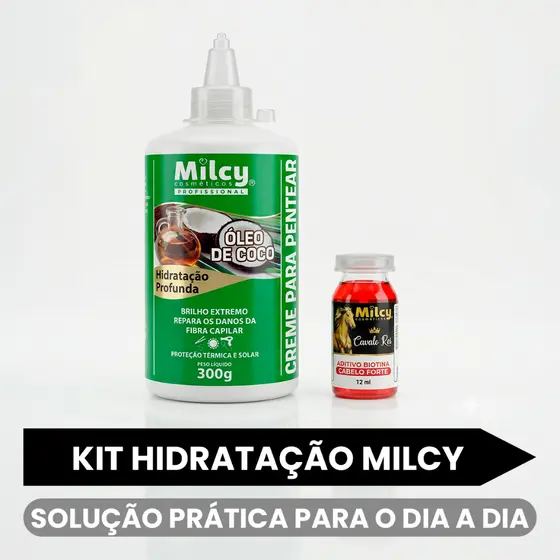 Creme para Pentear Milcy Coco + Ampola Capilar Biotina Crescimento Hidratação