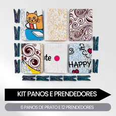 Kit 6 Pano de Prato Teka Felpudo 100% Algodão + 12 Prendedor de Roupa Resistentes