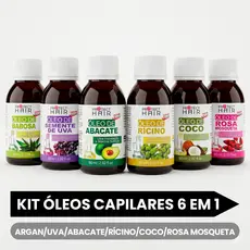 Kit 6 Óleo Para Cabelo Seco Danificado 60ml Crescimento Umectação Nutrição Restauração Capilar
