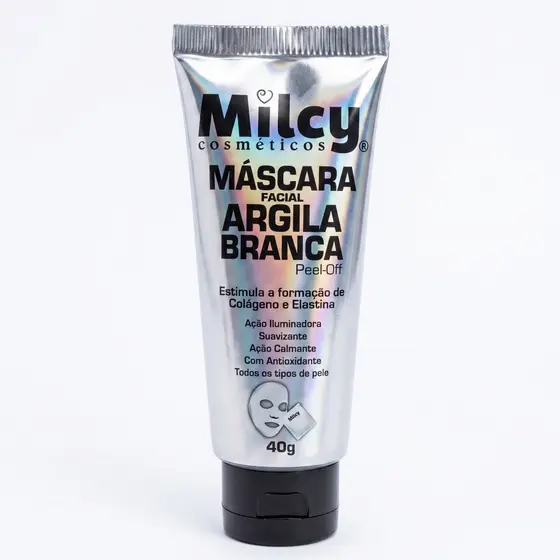Máscara de Argila Branca Peel Off Iluminadora para Skincare Todos os Tipos de Pele Milcy