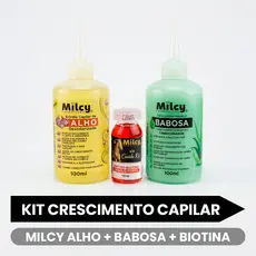 Kit 2 Fortalecedor Capilar de Alho + 1 Ampola Biotina Crescimento Antiqueda Hidratação Milcy 3 Itens