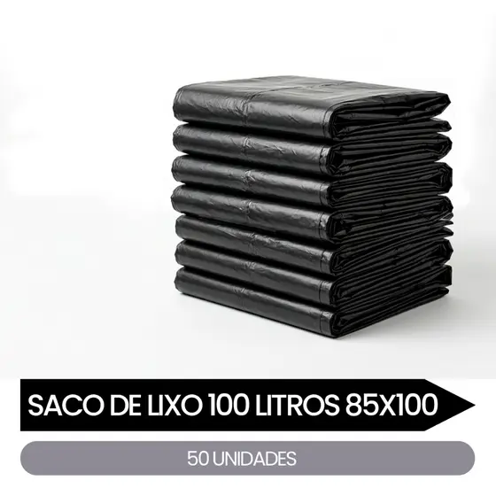 Saco de Lixo 50 Unidades 85x100cm Resistente Para Cozinha 100L