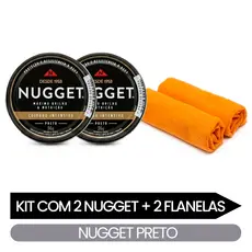 Kit 2 Graxa Nugget Preta ou Marrom Lata + 2 Flanelas Algodão Cera para Calçados Couro