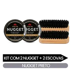 Kit Limpeza Sapatos 2 Escova + 2 Ceras Nugget Preta ou Marrom Brilho Calçados