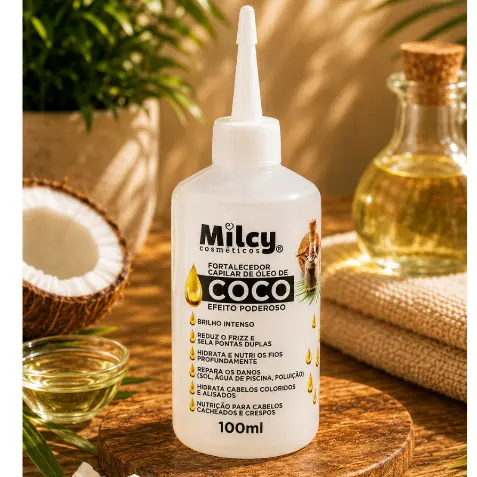 Fortalecedor capilar Milcy Hidratação Nutrição e Tratamento Argan Coco Babosa Alho Ricino