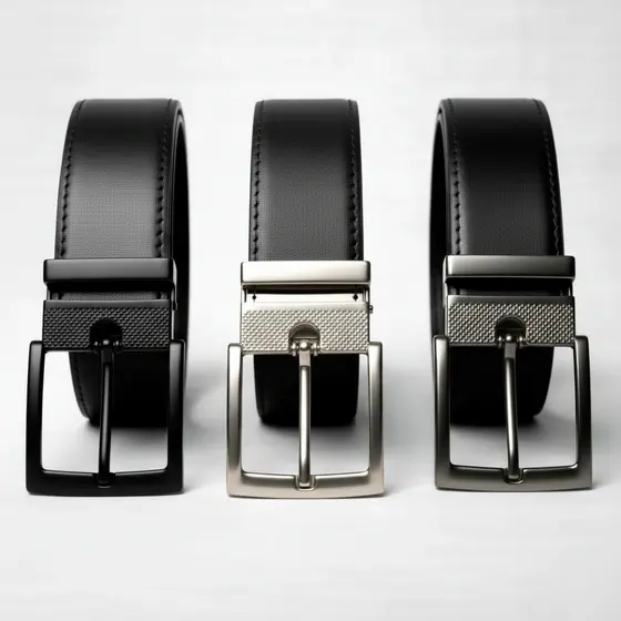 Kit 3 Cinto Masculino - 125 CM Preto Couro Rock Premium Costurado Fivela Preto Nickel Grafite