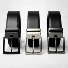 Kit 3 Cinto Masculino - 125 CM Preto Couro Rock Premium Costurado Fivela Preto Nickel Grafite