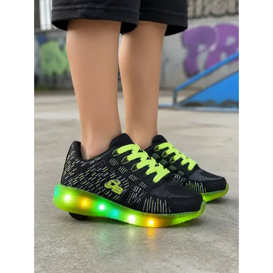Tênis Infantil Menino Menina Com Led Rodinha Confortável Casual 26ao36