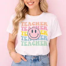 Camiseta Teacher Colorida Feminina | Estampa Professora Divertida - T-Shirt Estilosa Escolar - Presente para Professora