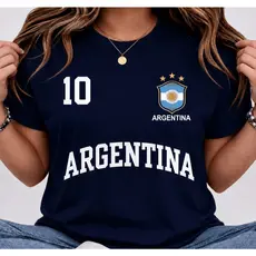 Camiseta Feminina Argentina 10 Copa do Mundo T-Shirt Torcedora 100% Algodão