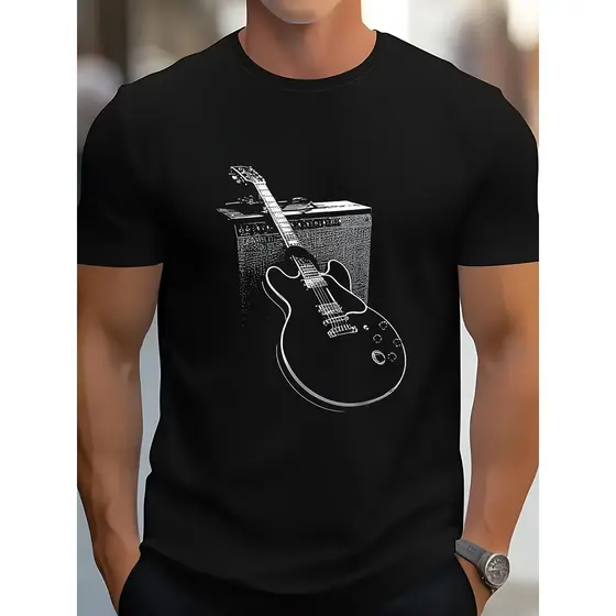Camiseta Masculina Guitarra Amplificador  Básica  100% Algodão Confecção Própria