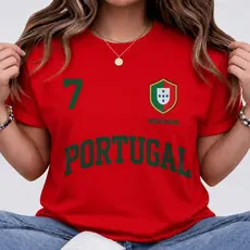 Camiseta Feminina Portugal 7 Copa do Mundo T-Shirt Torcedora 100% Algodão