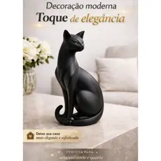 Estátua Decorativa Gato Minimalista Escultura Elegante Decoração Moderna