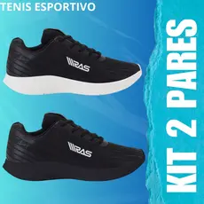 Kit 2 Pares Tênis Masculino e Feminino Preto Leve Ideal Para Corrida e Caminhada