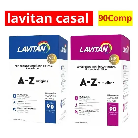 Kit Lavitan Vitaminas Casal A-z Homem E Mulher C/ 90 Comp